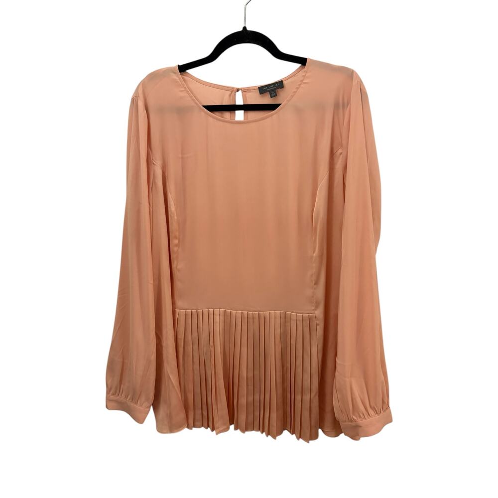 The Limited Champagne Pink Blouse L Long Sleeve Pleated Details FLAW